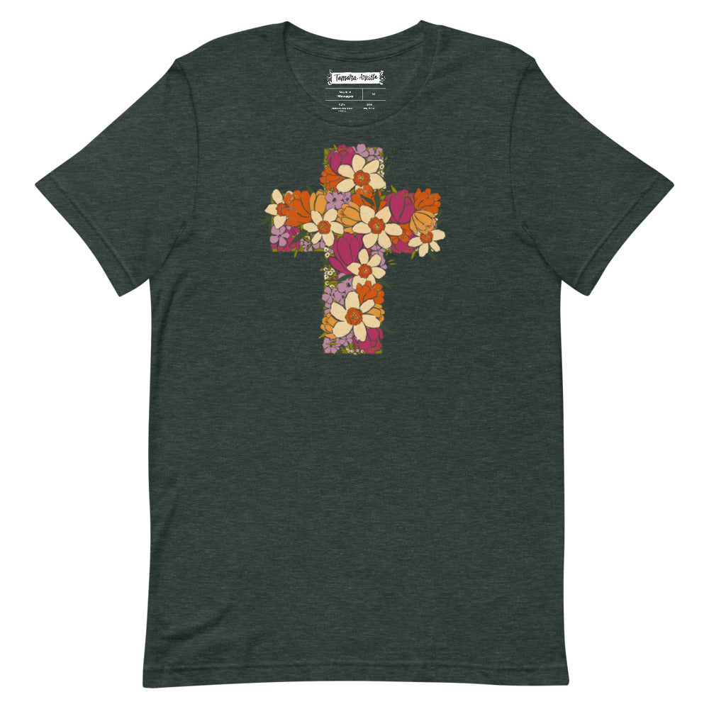 Floral Cross Short-sleeve unisex t-shirt