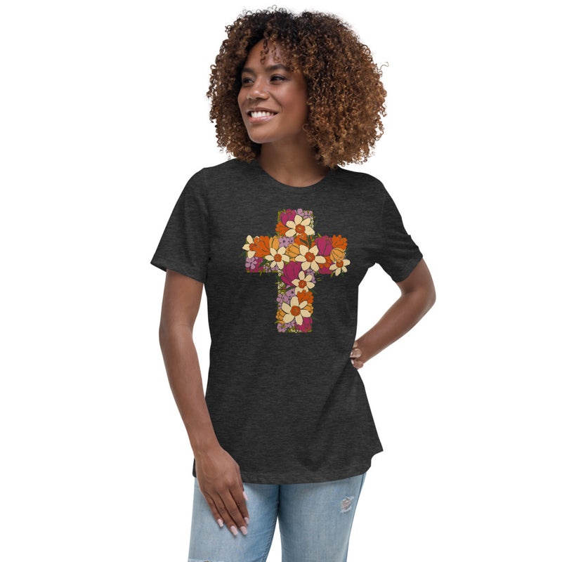 Floral Cross Women's Relaxed T-Shirt